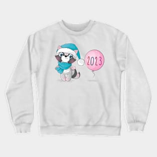 Cute animal little raccoon happy 2023 Crewneck Sweatshirt